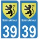 39 Saint-Amour autocollant plaque blason armoiries stickers département ville