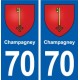 70 Champagney blason autocollant plaque stickers ville
