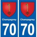 70 Champagney blason autocollant plaque stickers ville