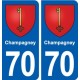 70 Champagney blason autocollant plaque stickers ville