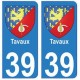 39 Tavaux autocollant plaque blason armoiries stickers département ville