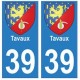 39 Tavaux autocollant plaque blason armoiries stickers département ville