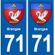 71 Branges blason autocollant plaque stickers ville