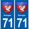 71 Branges blason autocollant plaque stickers ville