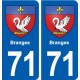71 Branges blason autocollant plaque stickers ville