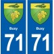 71 Buxy blason autocollant plaque stickers ville
