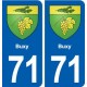 71 Buxy blason autocollant plaque stickers ville