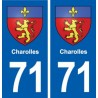 71 Charolles blason autocollant plaque stickers ville