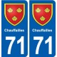 71 Chauffailles blason autocollant plaque stickers ville