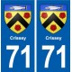 71 Crissey blason autocollant plaque stickers ville