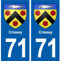 71 Crissey blason autocollant plaque stickers ville