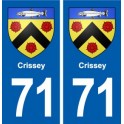 71 Crissey blason autocollant plaque stickers ville