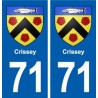 71 Crissey blason autocollant plaque stickers ville