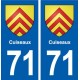 71 Cuiseaux blason autocollant plaque stickers ville