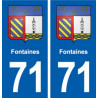 71 Fontaines blason autocollant plaque stickers ville