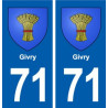 71 Givry blason autocollant plaque stickers ville
