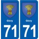 71 Givry blason autocollant plaque stickers ville