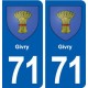 71 Givry blason autocollant plaque stickers ville