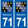 71 Montcenis blason autocollant plaque stickers ville