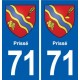71 Prissé blason autocollant plaque stickers ville