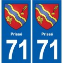 71 Prissé blason autocollant plaque stickers ville