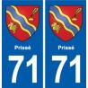 71 Prissé blason autocollant plaque stickers ville