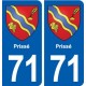 71 Prissé blason autocollant plaque stickers ville