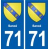 71 Sancé blason autocollant plaque stickers ville