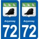 72 Arçonnay blason autocollant plaque stickers ville