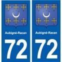 72 Aubigné-Racan blason autocollant plaque stickers ville
