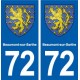 72 Beaumont-sur-Sarthe escudo de armas de la etiqueta engomada de la placa de pegatinas de la ciudad