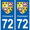 72 Champagné blason autocollant plaque stickers ville