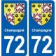 72 Champagné blason autocollant plaque stickers ville