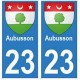 23 Aubusson autocollant plaque blason armoiries stickers département
