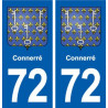 72 Connerré  blason autocollant plaque stickers ville