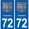 72 Connerré  blason autocollant plaque stickers ville