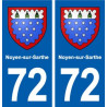 72 Noyen-sur-Sarthe blason autocollant plaque stickers ville