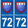 72 Noyen-sur-Sarthe blason autocollant plaque stickers ville