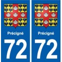 72 Précigné blason autocollant plaque stickers ville