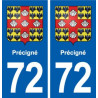 72 Précigné blason autocollant plaque stickers ville