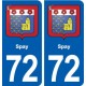 72 Spay blason autocollant plaque stickers ville