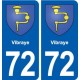 72 Vibraye blason autocollant plaque stickers ville