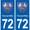 72 Yvré-le-Pôlin blason autocollant plaque stickers ville