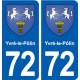 72 Yvré-le-Pôlin blason autocollant plaque stickers ville