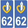 62 Pas-de-Calais autocollant plaque