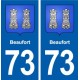 73 Beaufort blason autocollant plaque immatriculation ville