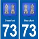 73 Beaufort blason autocollant plaque immatriculation ville