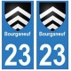 23 Bourganeuf autocollant plaque blason armoiries stickers département