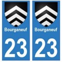 23 Bourganeuf autocollant plaque blason armoiries stickers département