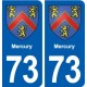 73 Mercury blason autocollant plaque immatriculation ville